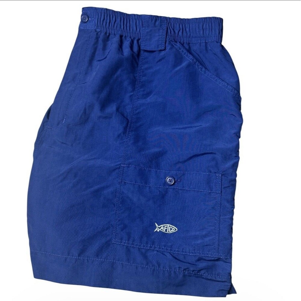 Aftco Shorts Mens 46 The Original Fishing Shorts Hiking Nylon Preppy Casual Blue